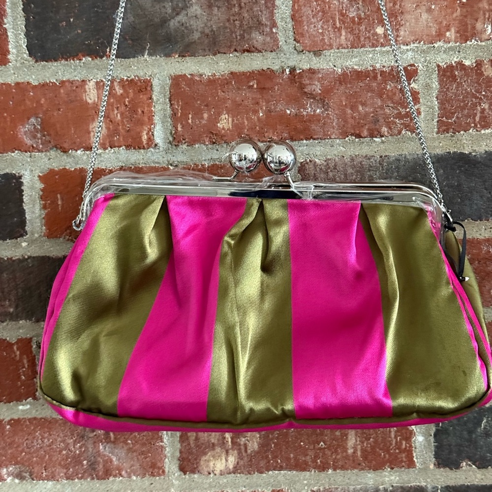 Chic Pink and Olive Satin Clutch